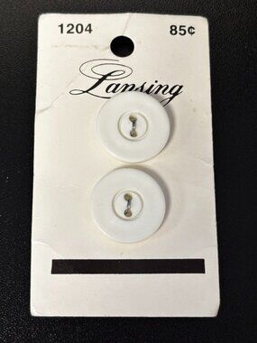 Vintage Lansing Buttons Set White Textured Sew Through Classic Sewing